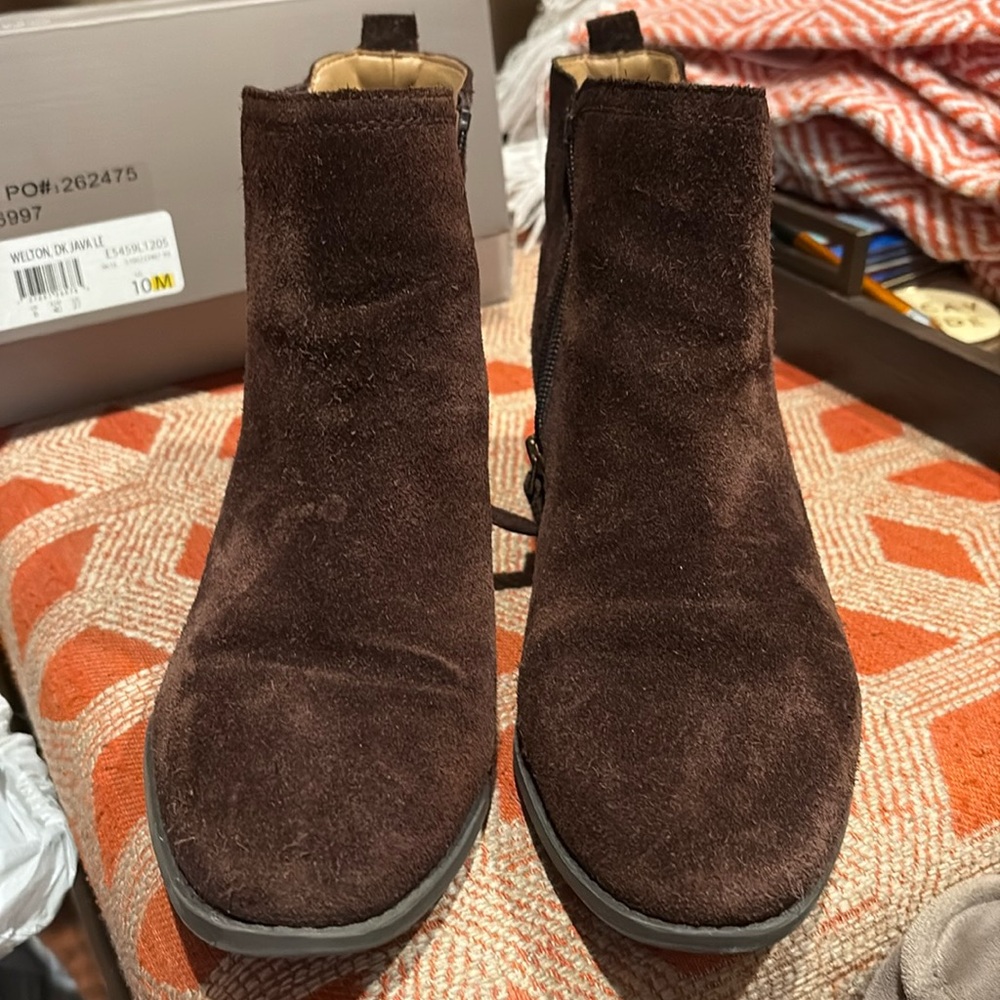 Brown suede ankle boots